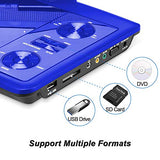 DR. J 11.5" Portable DVD Player with HD 9.5" Swivel Screen, Rechargeable Battery with Wall Charger, Car Charger and AV Cable, Sync TV Projector Function, Support USB Flash Drive SD Card, Region Free
