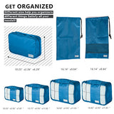 Coolife Packing Cubes Travel Organizers with Laundry Bag 7 Set Hanging Toiletry Bag Portable (blue)