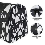 Travel Tote Luggage Weekender Duffle Bag, Black White Dog Paw Print Large Canvas shoulder bag
