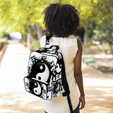 LORVIES Black and White Yin Yang School Bag for Student Bookbag Women Travel Backpack Casual Daypack Travel Hiking Camping