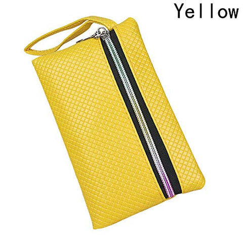 New 6 Colors Handy Women PU Coin Purse Lady Long Handbag Wallet Phone Bag (Color - Yellow)