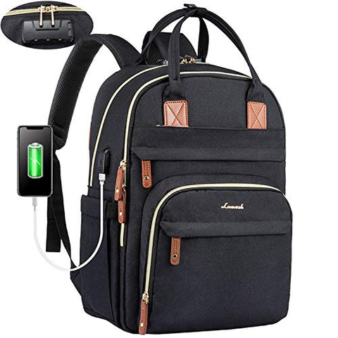 LOVEVOOK Laptop Backpack for Men & Women Unisex Travel Anti-Theft Bag Business Computer Backpacks Purse College School Student Bookbag, Casual Hiking Daypack with Lock, 15.6 Inch, Black