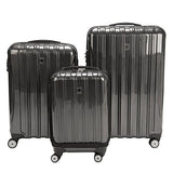 Delsey Luggage Aero 3 Piece Polycarbonate Hardside Spinner Luggage Set,Charcoal,One Size