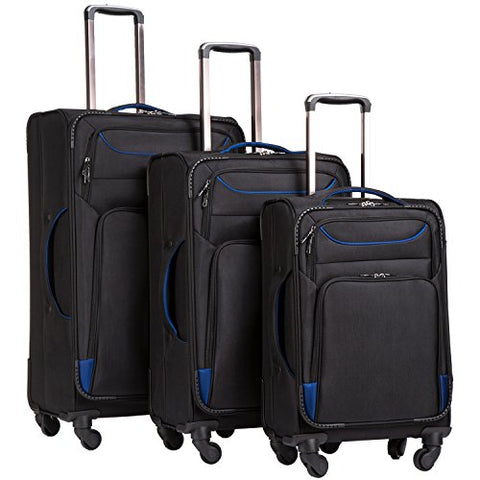 Coolife Luggage 3 Piece Set Suitcase Spinner Softshell Lightweight