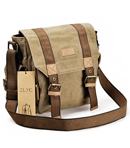 Canvas Messenger Bag Zlyc Vintange Shoulder Bag Military Crossbody Bag Ipad Air Satchel Men Leather