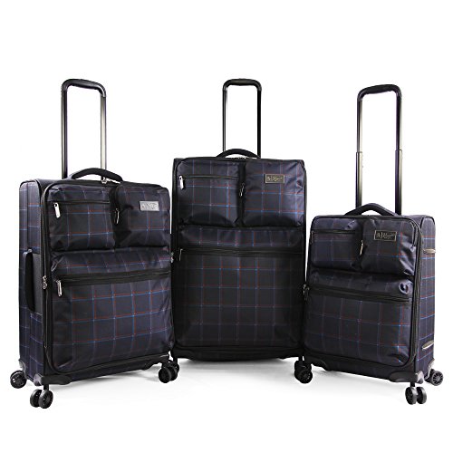 Original Penguin Norton 3pc Expandable Suitcase Set with Spinner Wheels, Navy Plaid