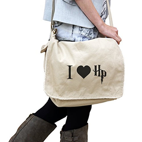 I Love Hp 14 Oz. Authentic Pigment-Dyed Raw-Edge Messenger Bag Tote