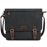 S-Zone Vintage Canvas Messenger Bag School Shoulder Bag For 13.3-15Inch Laptop Business Briefcase