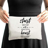 Cosmetic Bag for Girls Start Each Day with a Grateful Heart Cute Makeup Zipper Pouch Bag Cosmetic Travel Accessories Bag Birthday Gifts for Women Best Friend Sister Teen Girls Colleagues