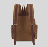 KAUKKO Retro Canvas Schoolbag Casual Satchel Backpack Multi-Functional Rucksack (Khaki)