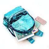 Sequin backpack for girl magic sequin backpack glitter backpack (Blue)