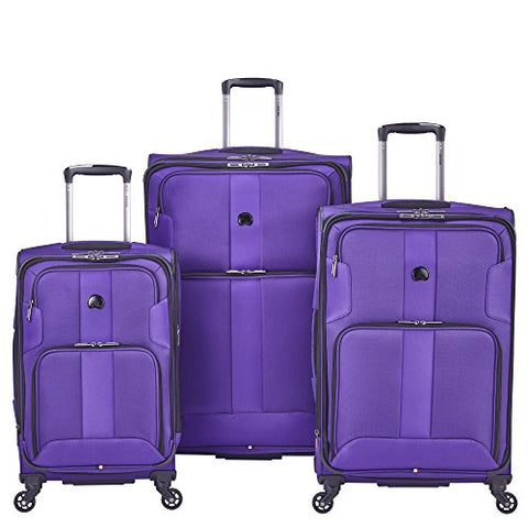 Delsey Paris Luggage Sky Max 3 Piece Spinner Suitcase Set, Purple