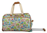 Lily Bloom Luggage Designer Pattern Suitcase Wheeled Duffel Carry On Bag (14in, Beach House)