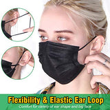 WAPIKE Black Face Masks, 100 Pcs Black Disposable Face Masks 3 Ply Filter Protection