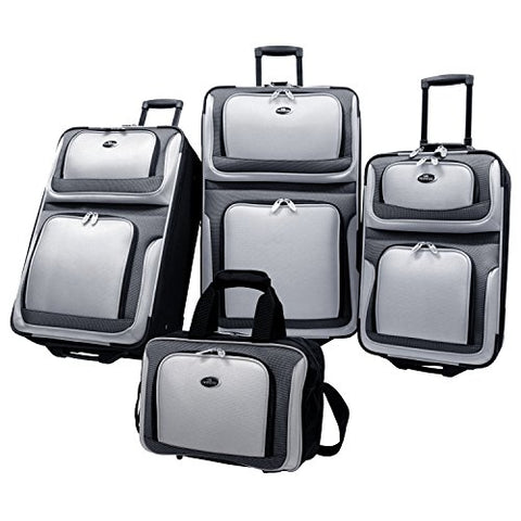 U.S Traveler New Yorker Lightweight Expandable Rolling Luggage 4-Piece Suitcases Sets - Grey