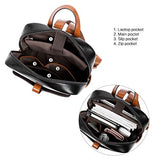 BOSTANTEN Leather Laptop Backpack Purses Casual College Casual Bags Daypack Black