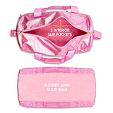 Bixbee Kids Duffle Bag, Dance Bag & Travel Bag for Sports, Gymnastics and Ballet with Adjustable Strap, Zippers, Pockets, and Flake-Resistant Glitter - Dance Bag for Girls in Sparkalicious Pink