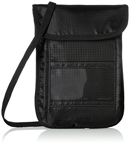 Amazonbasics Rfid Travel Neck Stash Wallet, Black