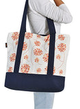 Vietsbay'S Women Floral Designprint Heavyweight White Canvas Handbags