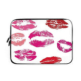 Kiss Laptop Sleeve Bag,Neoprene Sleeve Case/Grunge Looking Pink and Red Lipstick Marks Set Beauty