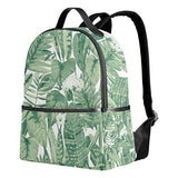 Watercolor Green Leaf Backpack School Travel Bag Daypack for Women Girls Boys