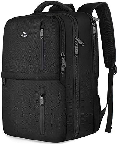 Travel Backpack, Flight Approved Carry on Hand Luggage, MATEIN Water Resistant Anti-Theft Business Large Daypack Weekender Bag for 15.6 Inch Laptop, Black