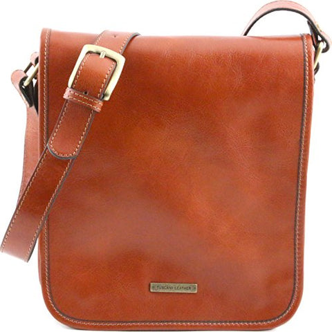 Tuscany Leather Tl Messenger Two Compartments Leather Shoulder Bag Honey Leather Briefcases