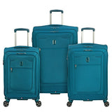DELSEY Paris Hyperglide 3 Piece Luggage Set Carry On & Checked Spinner Suitcases, Teal Blue