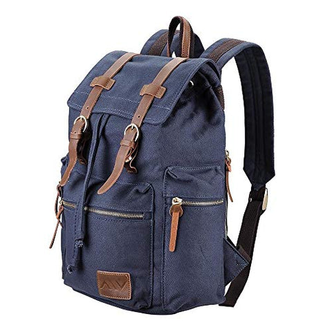 GHP 17.3"x14"x5" Canvas Vintage Design Wear-Resistant Multi-Purpose Drawstring Backpack
