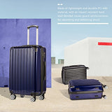 Coolife Luggage Expandable 3 Piece Sets Pc+Abs Spinner Suitcase 20 Inch 24 Inch 28 Inch (Navy)