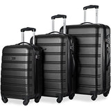 Merax Travelhouse Luggage Set 3 Piece Expandable Lightweight Spinner Suitcase (Black2019)