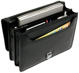 McKlein, I Series, Bucktown, Full Grain Cashmere Napa Leather, 15" Leather Double Compartment Laptop Briefcase, Black (43545)