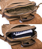Gootium Leather Canvas Backpack Vintage Rucksack Unisex 15.6" Laptop Bag, Coffee