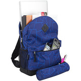 Eastsport Dome Backpack with FREE Pencil Case, Blue Geo Cracks Print