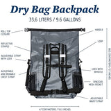 The Friendly Swede Waterproof Backpack Dry Bag 33L with Laptop Pocket, Roll Top Seal, Ergonomic