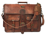 DHK 14 Inch Vintage Handmade Leather Messenger Bag for Laptop Briefcase Best Computer Satchel