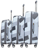 Nicole Miller Rainbow Hard-Sided 3-Piece Spinner Set: 28", 24", And 20" (Silver)