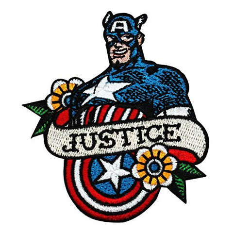 Retro Captain America Fan Justice IronOn Patch Marvel Hero Character Applique