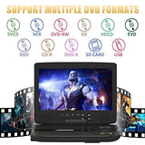 HD JUNTUNKOR 12.5" Portable DVD Player with 5 Hrs Rechargeable Battery, Unique Design for Dual Use Purpose, 10.1" HD Swivel Screen, Car Headrest Case, Remote Control, Car Charger, USB/SD Card Reader