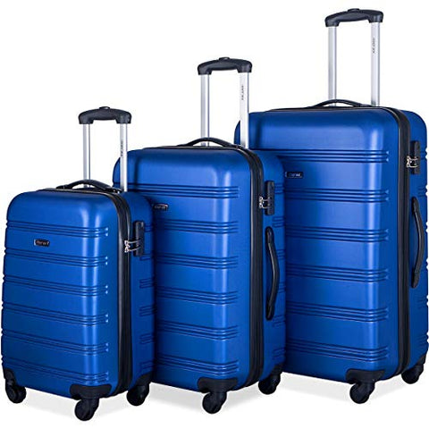 Merax Mellowdy 3 Piece Set Spinner Luggage Expandable Travel Suitcase 20 24 28 inch (blue)