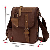 AUGUR Men's Messenger Bags Canvas Bags Crossbody Bags Genuine Leather Single Shoulder Bags (Coffee)