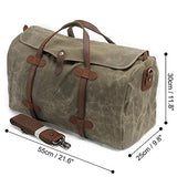 S-Zone Waterproof Waxed Canvas Leather Trim Travel Tote Duffel Handbag Weekend Bag