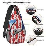 American Flag Fish Sling Bag Crossbody Backpack Shoulder Casual Chest Bags For Travel Gym Sport Hiking