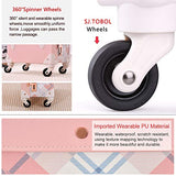 Unitravel Retro Rolling Suitcase Lightweight PU Trunk Luggage for Women