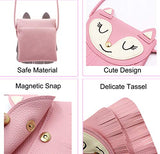 ZGMYC Fox Tassel Shoulder Bag Small Coin Purse Crossbody Satchel for Kids Girls, Large Pink (5.9 x 5.9in)