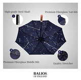 Balios (Designed in UK) Umbrella Handmade Real Wood Handle-Dark Navy with Sophisticated