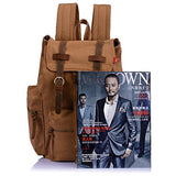 Toebee AUGUR Vintage Canvas Backpack Rucksack Schoolbag Knapsack Camping Hiking Travel Bag-Gray