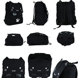 Black College Cute Cat Embroidery Canvas School Laptop Backpack Bags For Women Kids Plus Size