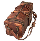 28" Inch Real Goat Vintage Leather Large Handmade Travel Luggage Bags In Square Big Large Brown Bag