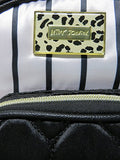 Betsey Johnson Mini Convertible Crossbody Backpack White/Black Pinstripe